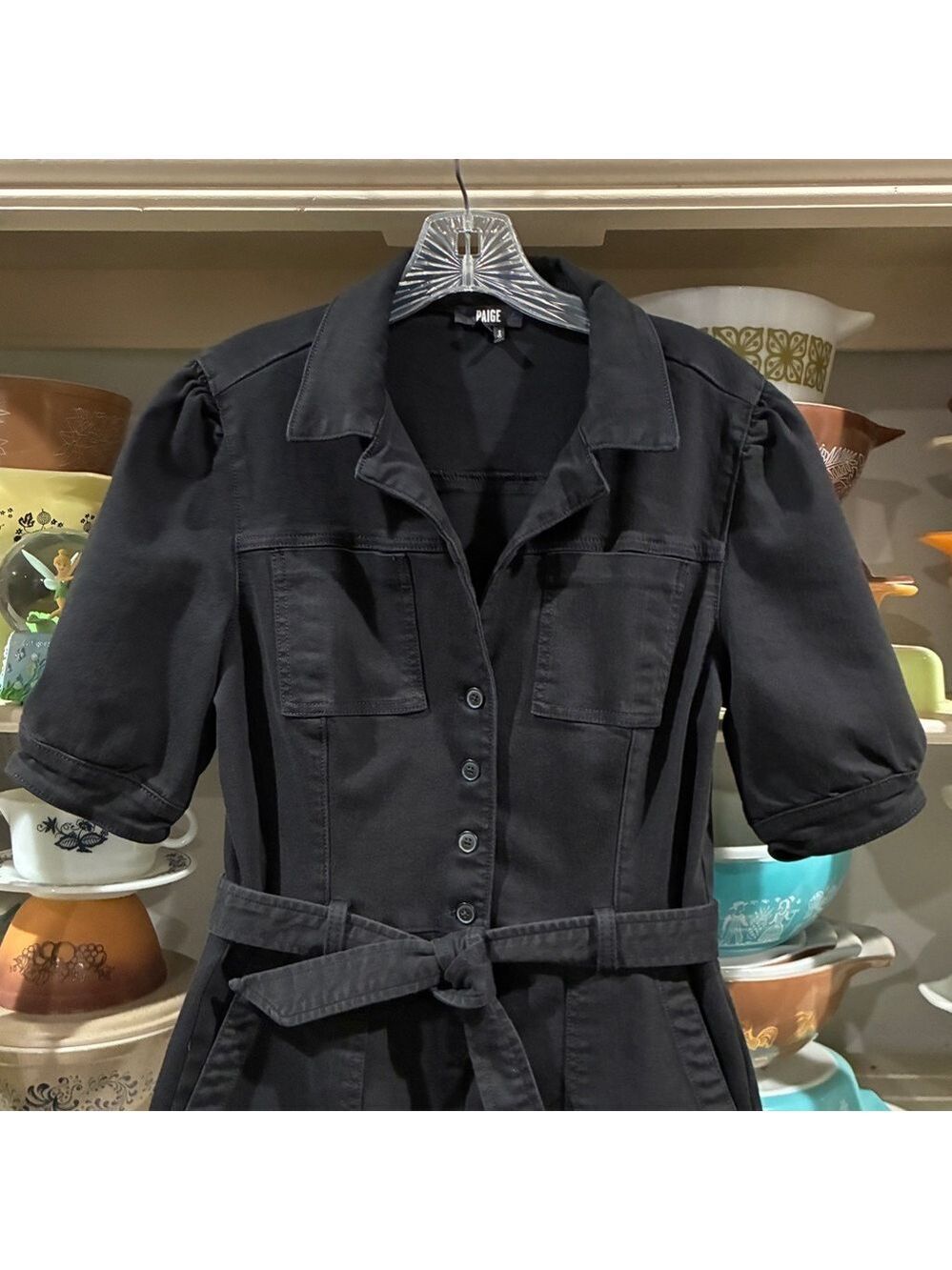 Paige Mayslie Denim Jumpsuit in Washed Black - Size 6 - Picture 4 of 16
